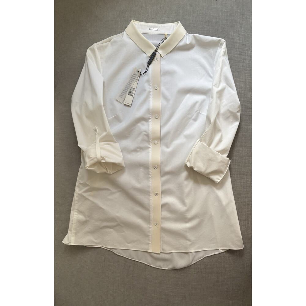 Elie Tahari Blouse Womens Size XS Sabella White Button Up Romantic Quiet Lux